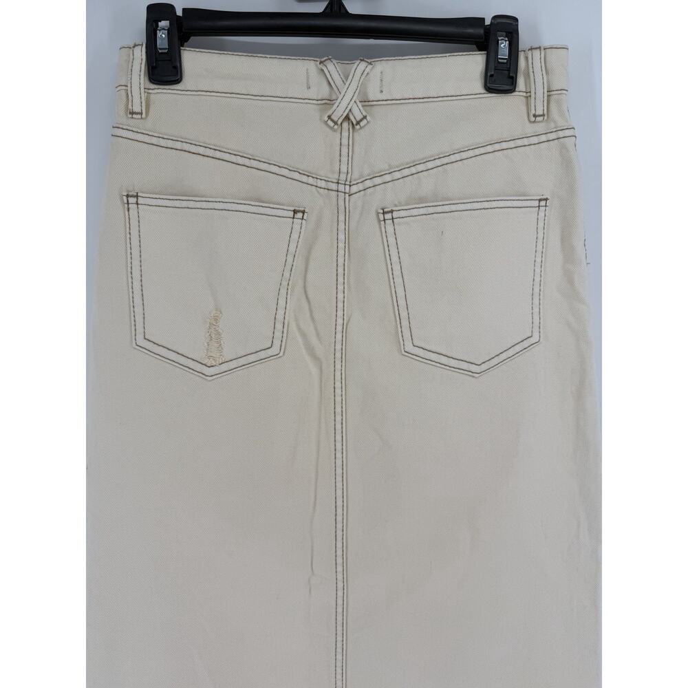 We the Free People Come As You Are Denim Maxi Skirt Wisp Cream Size 26 - Picture 7 of 11